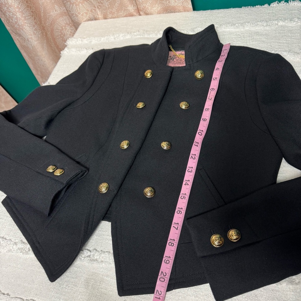 Juicy Couture Y2K 2009 Black Military Style Wool Double Breasted Jacket Sz M - Picture 9 of 14